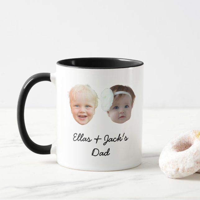 Twins Baby Face Personalized Gifts For Dad Mom  Mug (With Donut)