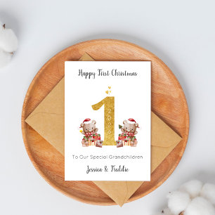 Twins Baby First Christmas Teddy Bears Card