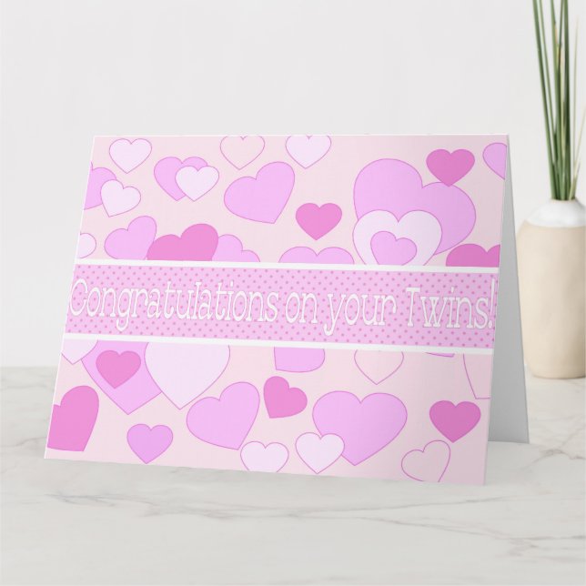 Twins Baby Girls congratulations Card (Front)