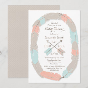 Twins Baby Shower Boho Tribal Boy/Girl Twin Invitation