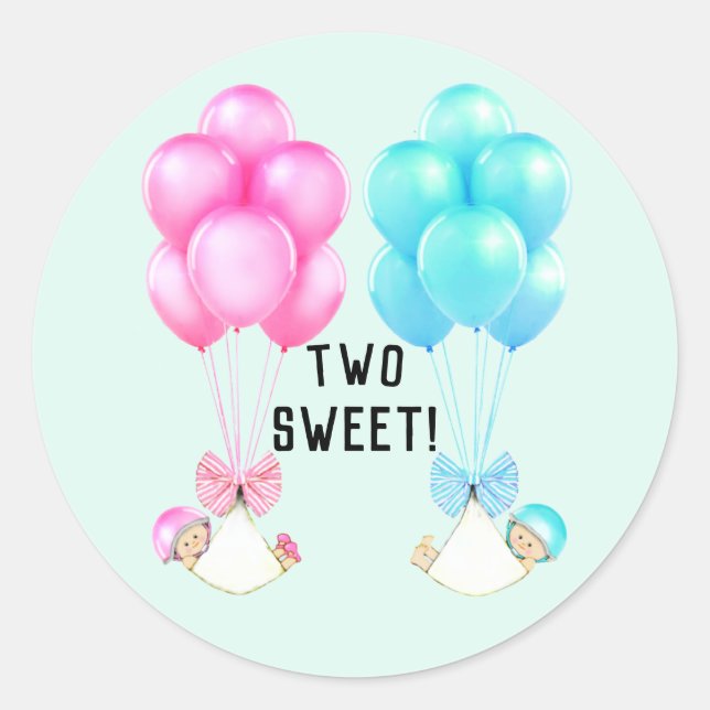 Twins Baby Shower Classic Round Sticker (Front)