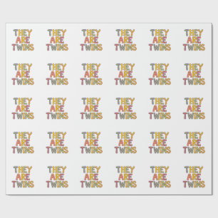 Twins baby shower design wrapping paper