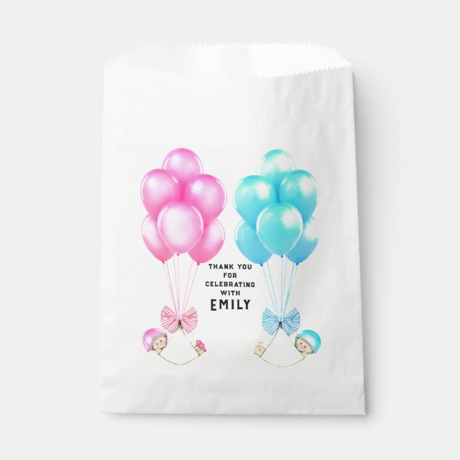 Twins Baby Shower Favour Bag (Front)