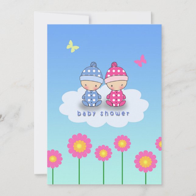 Twins Baby Shower Invitation (Front)
