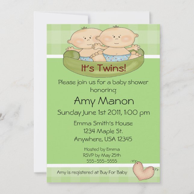 Twins baby shower invitation (Front)