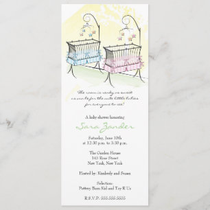 Twins Baby Shower Invitation - Baby Cribs