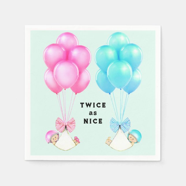 Twins Baby Shower Napkin (Front)
