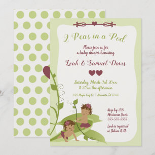 Twins Baby Shower or 1st Birthday Invitation