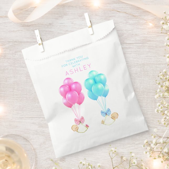 Twins Baby Shower Thank You Favour Bag (Clipped)