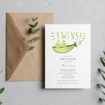 Twins Baby Shower Two Peas in a Pod Invitation<br><div class="desc">Cute peas in a pod design twins baby shower invitation,  invite her friends and family to shower the mom-to-be!</div>