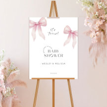 Twins Baby Shower Welcome Sign Pink Bow Girls