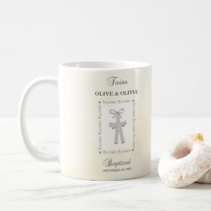 Twins Baptism on Yellow 2 Crosses Personalized Coffee Mug