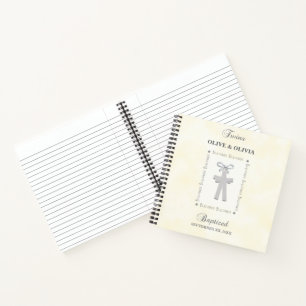Twins Baptism on Yellow 2 Crosses Personalized Notebook