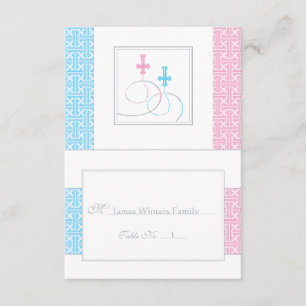 Twins Baptism Table Place Card     You Fold