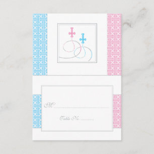 Twins Baptism Table Place Card     You Fold