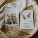 Twins Bear Santa Hat First Birthday Photo Invitation<br><div class="desc">Two bears wearing a Santa hat and holding a grey balloon with a little '1' in it, perfect for your twins' Winter Bear themed First Birthday Party! You can change the number 1 in each balloon to any number, and edit all of the other text, or remove the number if...</div>