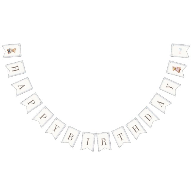 Twins Beary First Happy Birthday Bunting Flags (All)