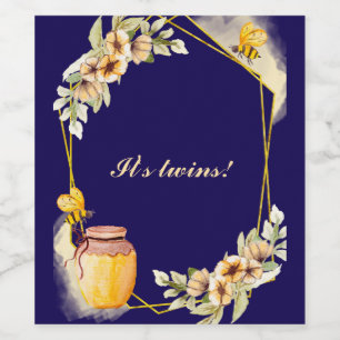 Twins Bees and Honey Baby Shower Wine Label