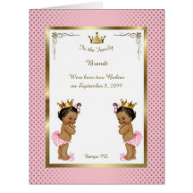 Twins birth GIRLS announcement card,photo,souvenir
