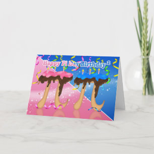 Twins Birthday Cake Pi Day 3.14 March 14th Card