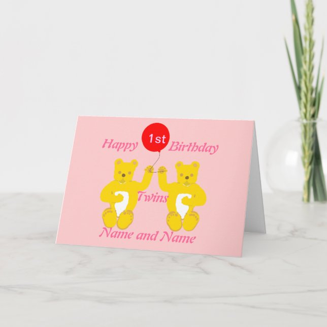 Twins Birthday Girls Card (Front)