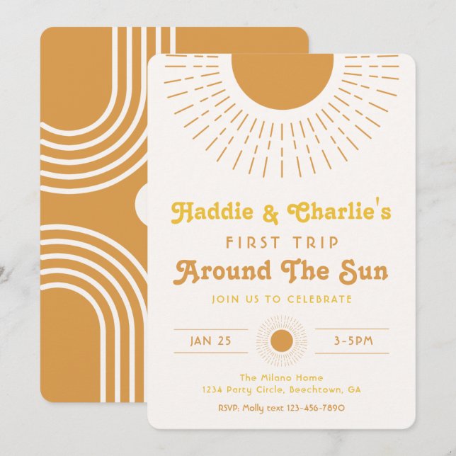 Twins Birthday Invitation | Co-Ed Invitation (Front/Back)