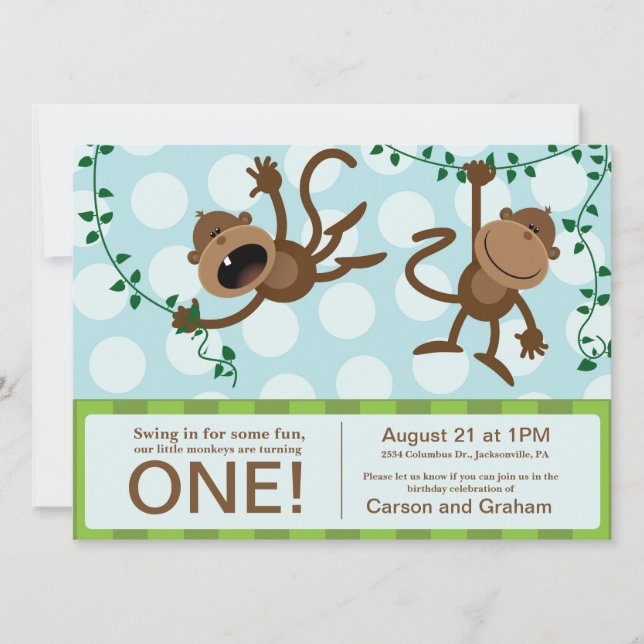 Twin's Birthday Party Invitations (Front)