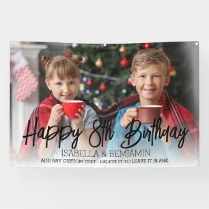 Twins Birthday Party Kids Any Age Custom Photo Banner