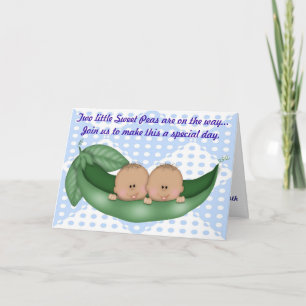 Twins Blue Boy Baby Shower Pea in a Pod Invitation