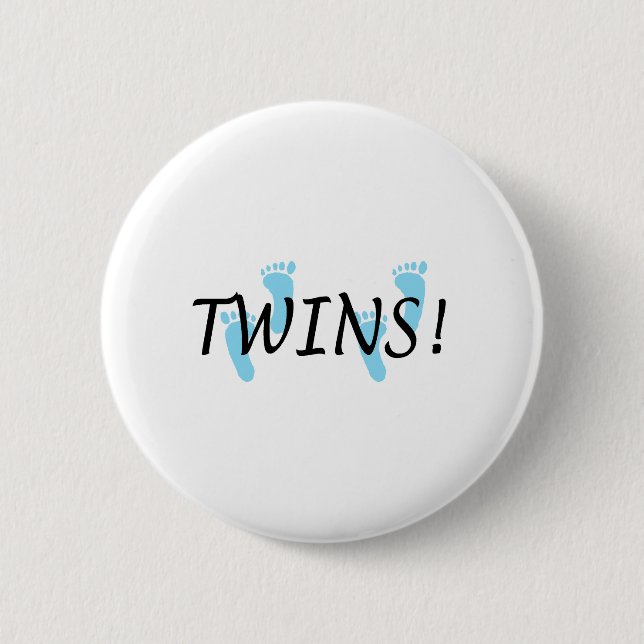 Twins (Blue Footprints) 2 Inch Round Button (Front)
