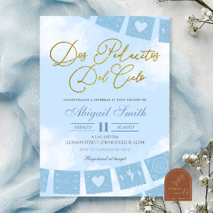 TWINS Blue Spanish piece of heaven baby shower Invitation