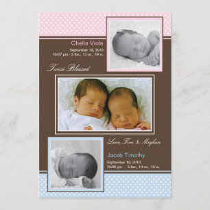 Twins Boy and Girl Faire-part de naissance