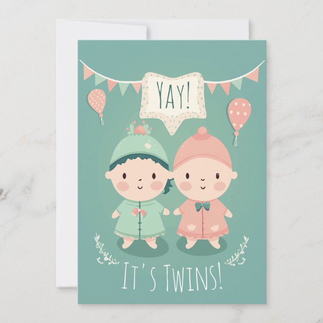 Twins! | Boy/Girl Baby Shower Invitation (Front)