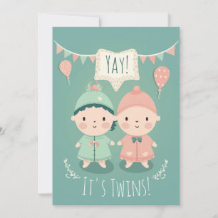 Twins! Boy/Girl Baby Shower Invitation