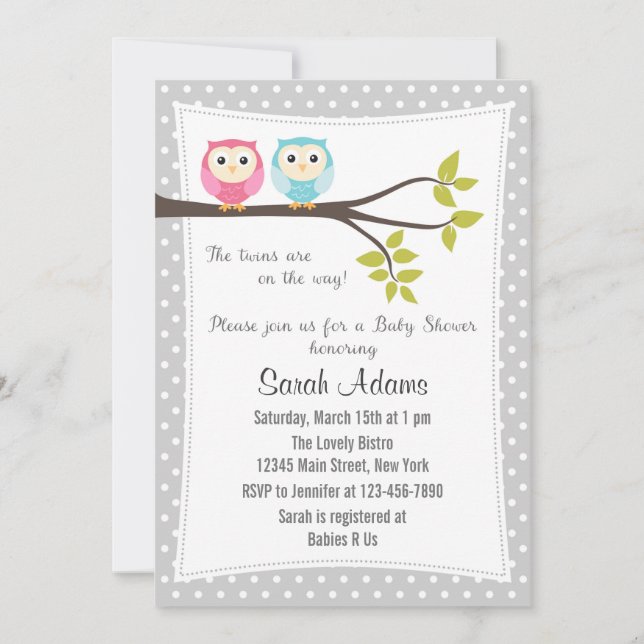 Twins Boy Girl Baby Shower Invitation (Front)