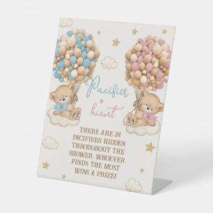 Twins boy girl baby shower pacifier hunt game  pedestal sign