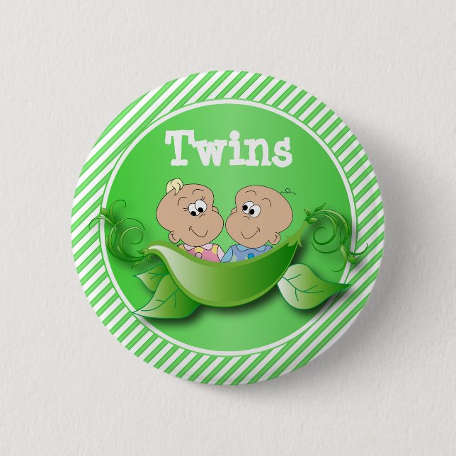 Twins Boy & Girl | Baby Shower Theme 2 Inch Round Button (Front)