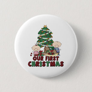 Twins Boy & Girl first Christmas 2 Inch Round Button