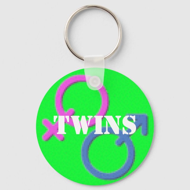 Twins boy girl Gender Symbols keychain (Front)