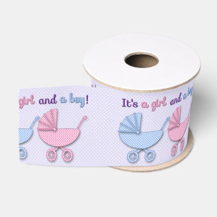 twins boy & girl polka dots baby stroller - ribbon grosgrain ribbon