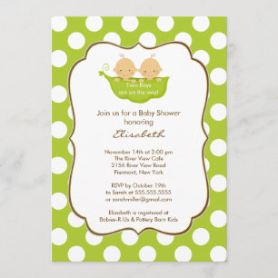 Twins Boys Baby Shower Invitation Little Pea Pod