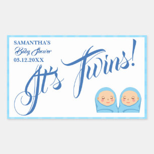 Twins Boys Baby Shower Party Blue. Sticker