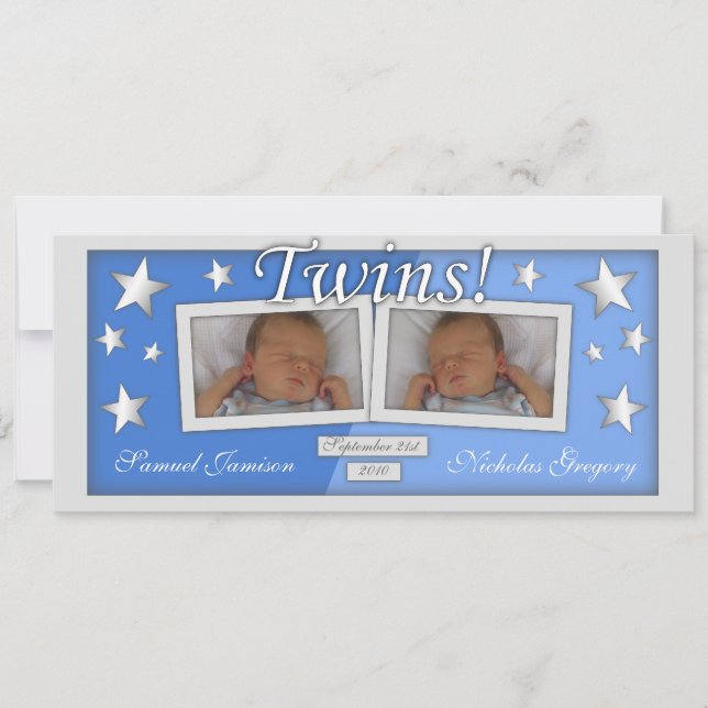 Twins ~ Boys Birth Announcements (Front)
