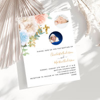 Twins boys girl blue rose florals photo baptism