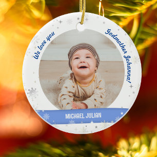 Twins Boys Photos Godmother First Christmas Baby Ceramic Ornament