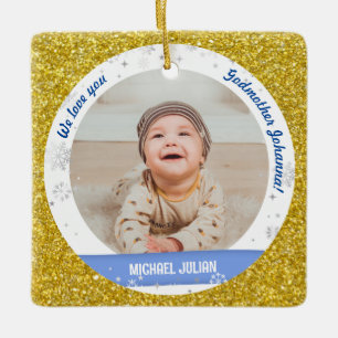 Twins Boys Photos Godmother First Christmas Baby Ceramic Ornament