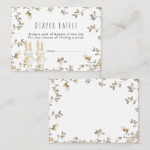 twins bunny floral Diaper Raffle carte de boîtier
