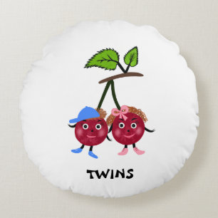 Twins cherries round pillow