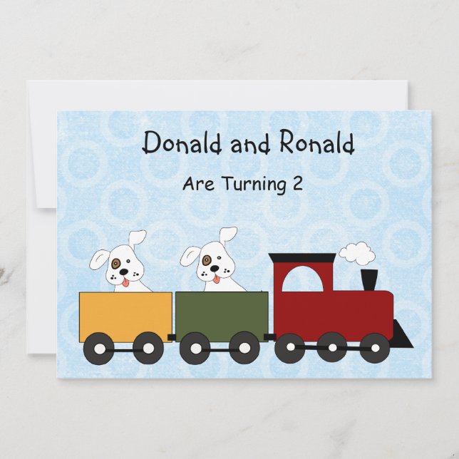 Twins (Chiots) Invitations de fête d'anniversaire (Devant)