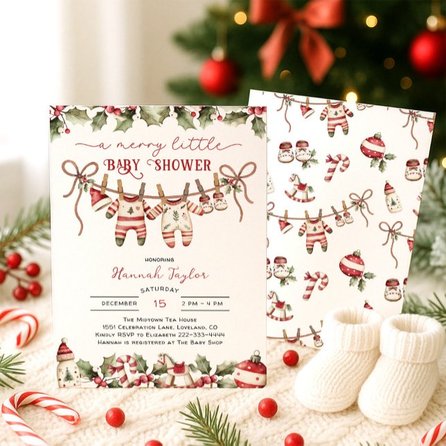 Twins Christmas Merry Little Baby Shower Invitation (Creator Uploaded)